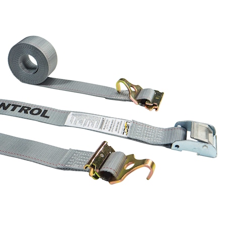 Us Cargo Control 2" x 16' Gray Cam Buckle Strap w/ F Hook & Spring E Fitting C316SEFFNH-GRY